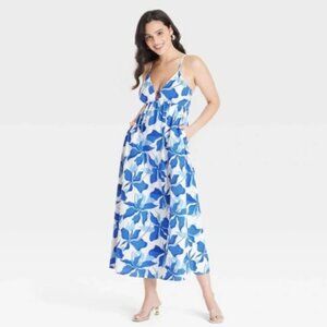A New Day Blue Floral Print Maxi Dress Small